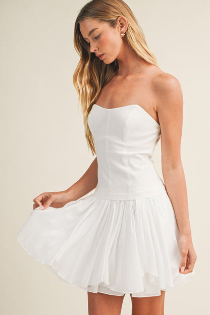 Strapless Bodice Drop Waist Dress