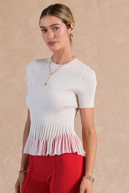 Short Sleeve Sweater Peplum Top