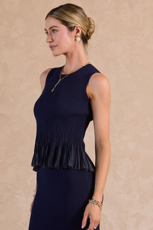Sleeveless Sweater Peplum Tank Top