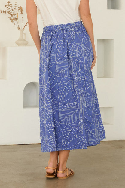 Poplin Button-Front Midi Skirt