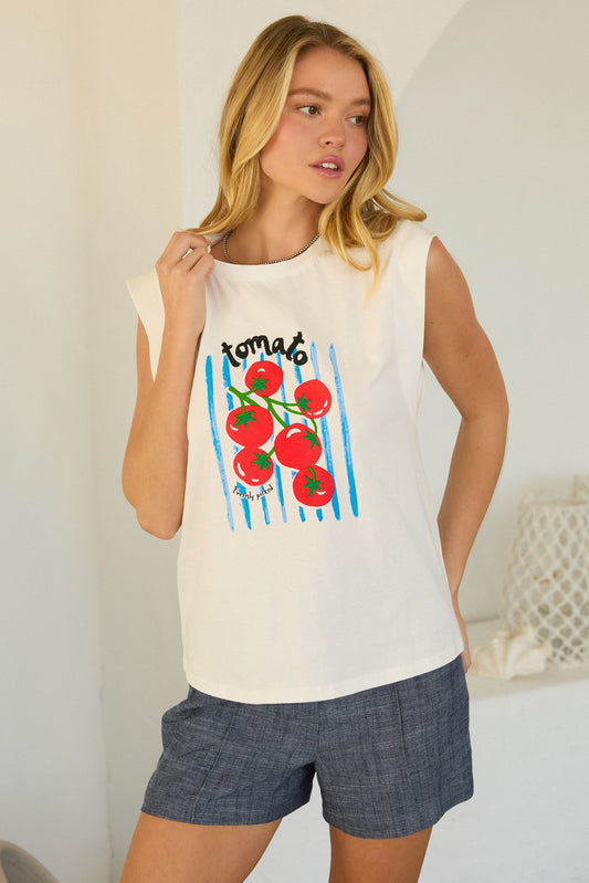 Tomato Graphic Embroidered Tee