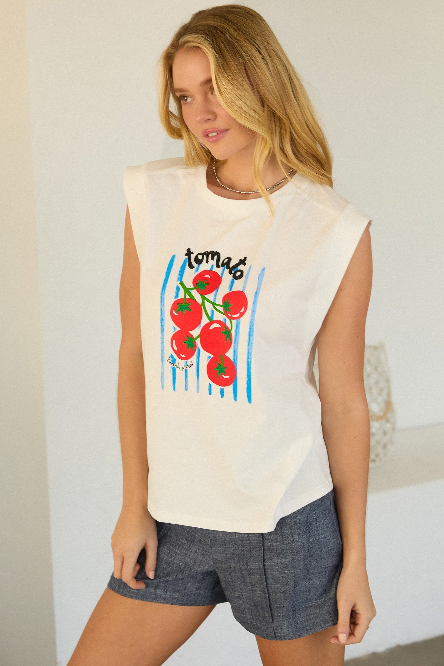 Tomato Graphic Embroidered Tee