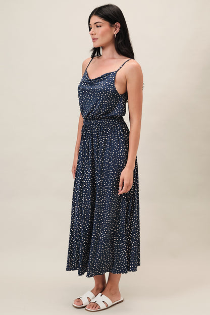 Cowl Neck Sleeveless Midi Dress