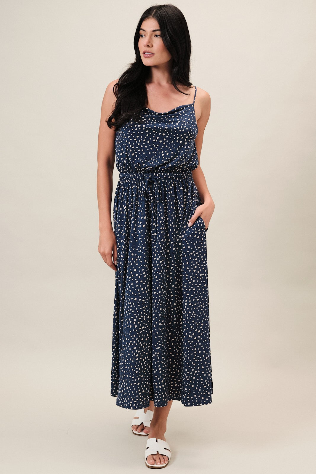Cowl Neck Sleeveless Midi Dress