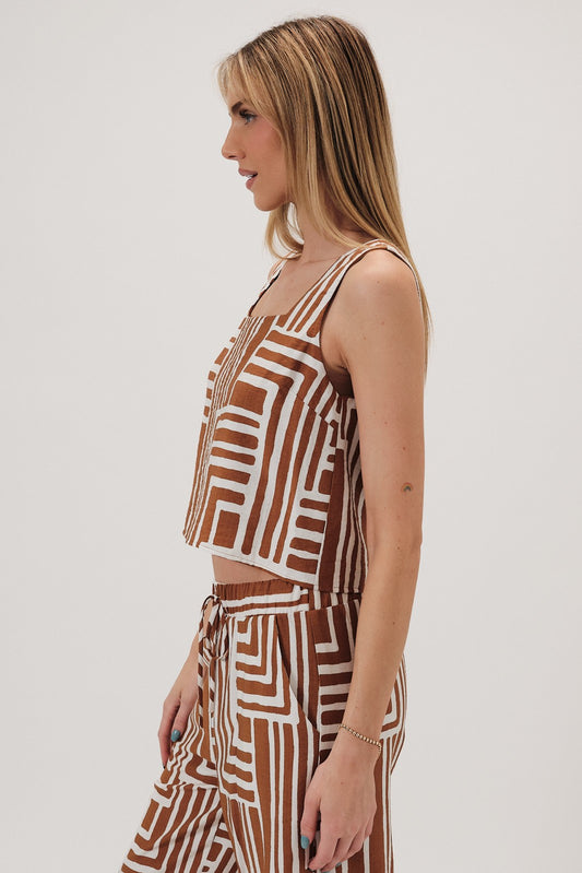Square Neck Geo Print Top