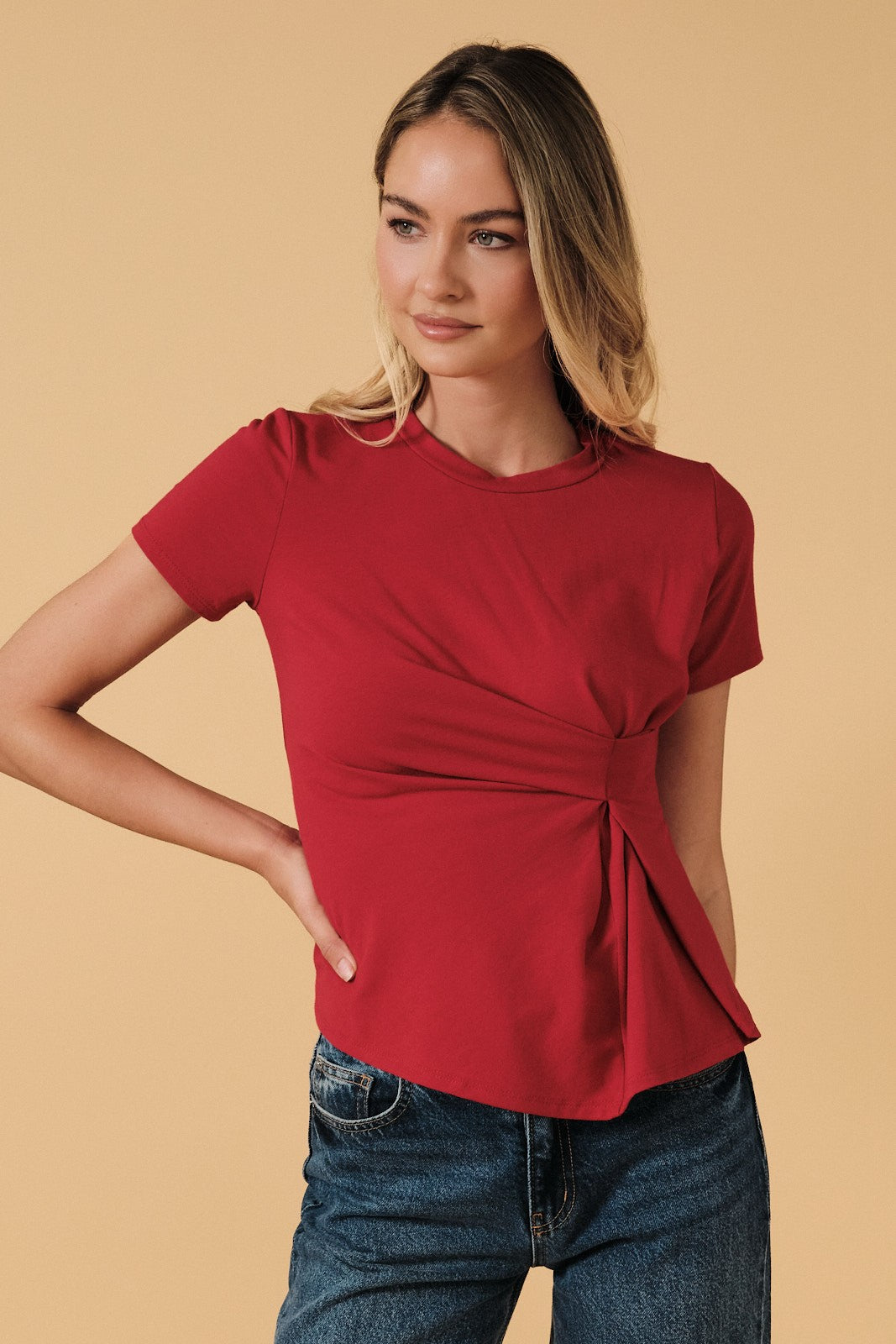 Crew Neck Side Tuck Top