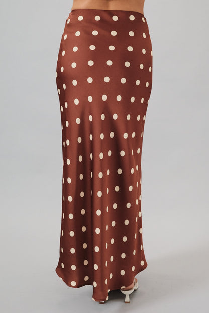Polka Dot Satin Midi Skirt