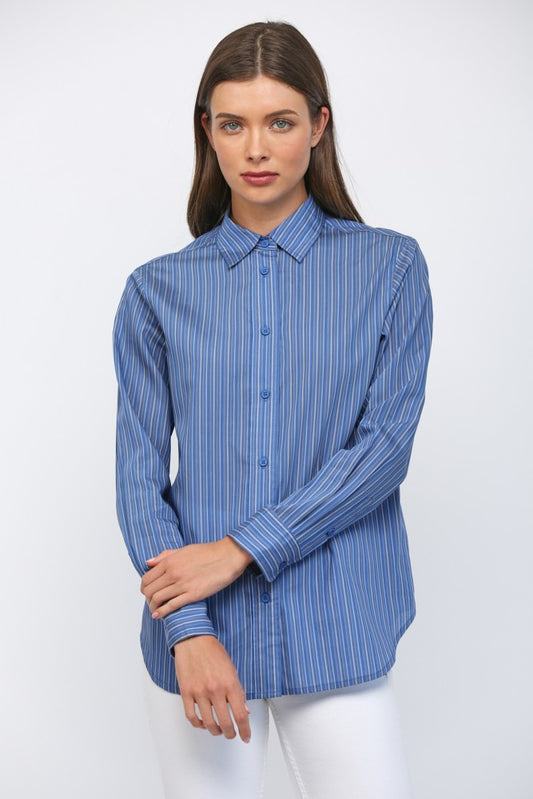 Tencel Pinstripe Button Down Top