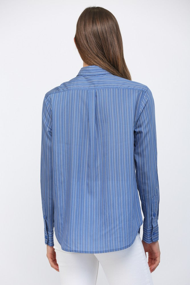 Tencel Pinstripe Button Down Top