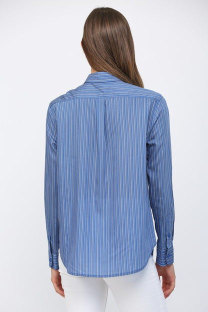 Tencel Pinstripe Button Down Top