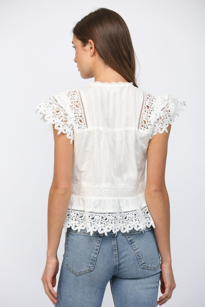 Lace & Eyelet Peplum Blouse