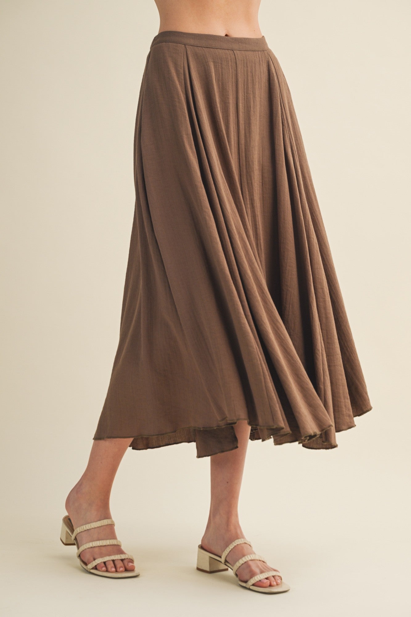 Vertical Panel A-Line Midi Skirt