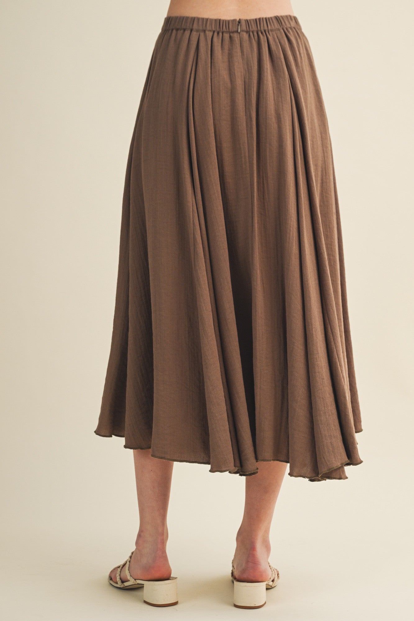 Vertical Panel A-Line Midi Skirt