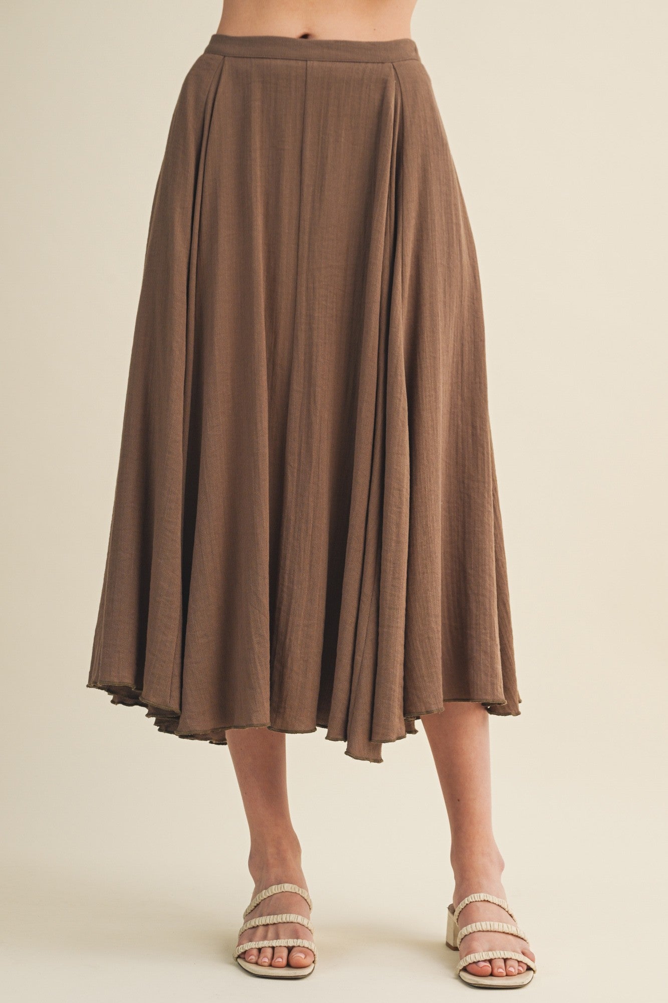 Vertical Panel A-Line Midi Skirt