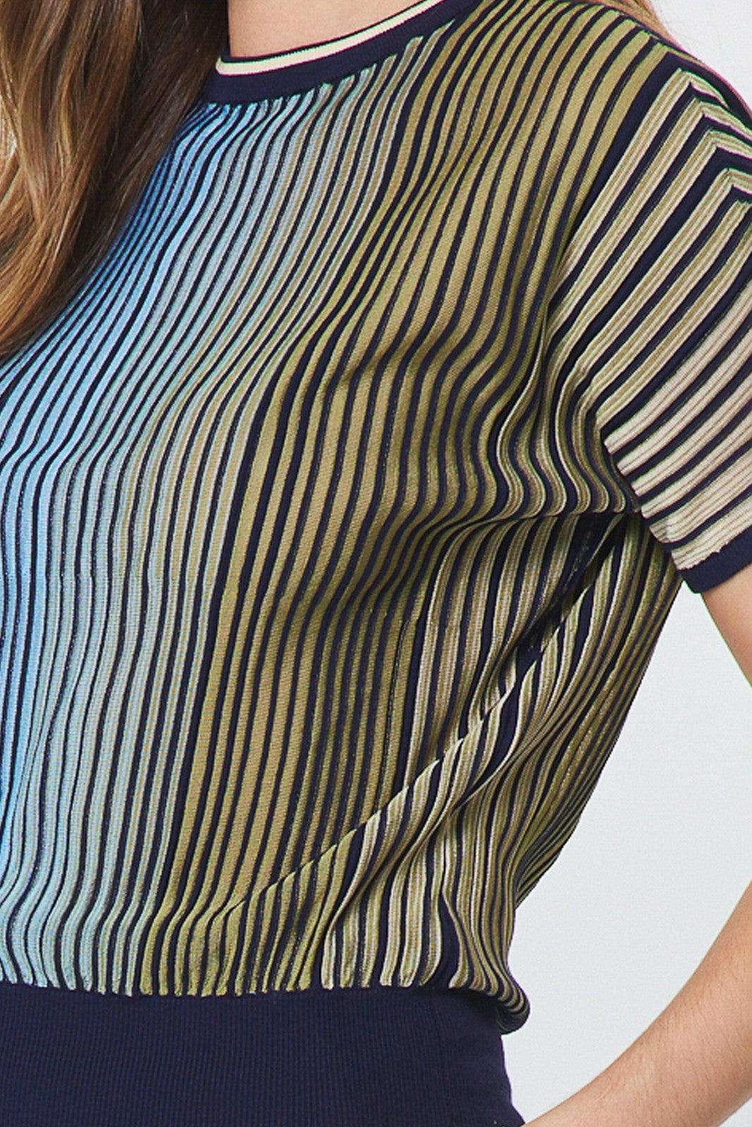 Striped Short Dolman Sleeve Sweater