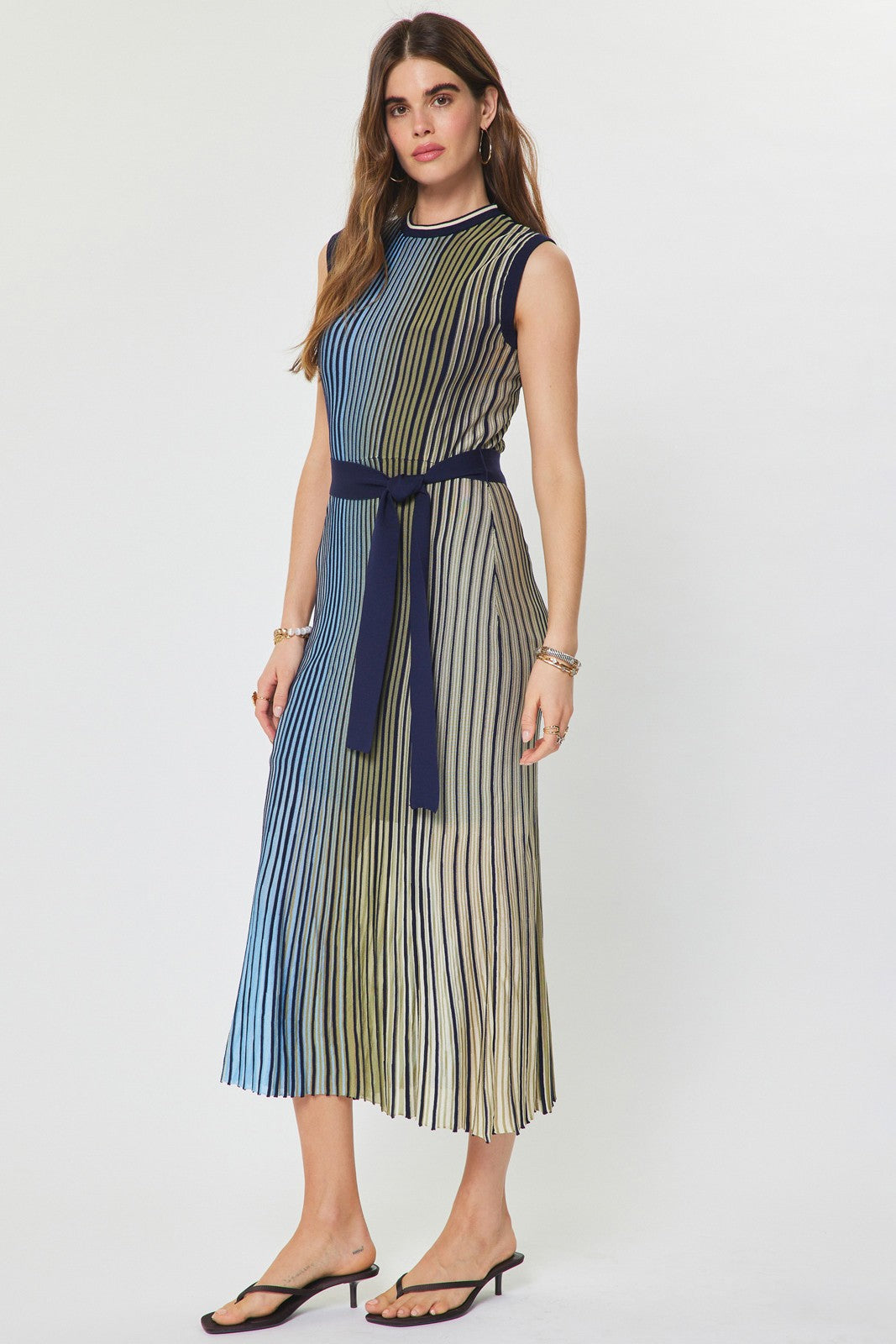 Striped Knit Midi Dress