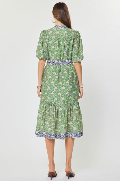 Floral Puff Sleeve Midi Dress