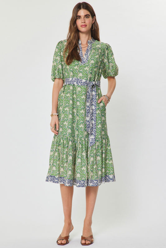 Floral Puff Sleeve Midi Dress