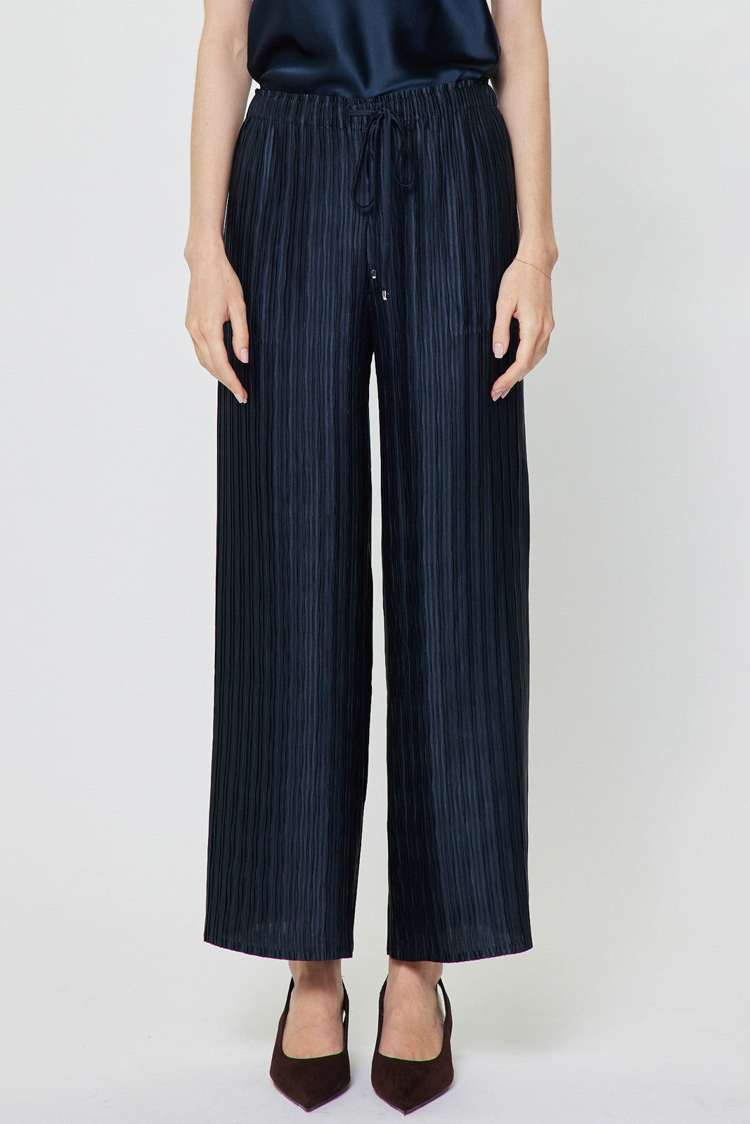 Crinkle Pleated Drawstring Pants