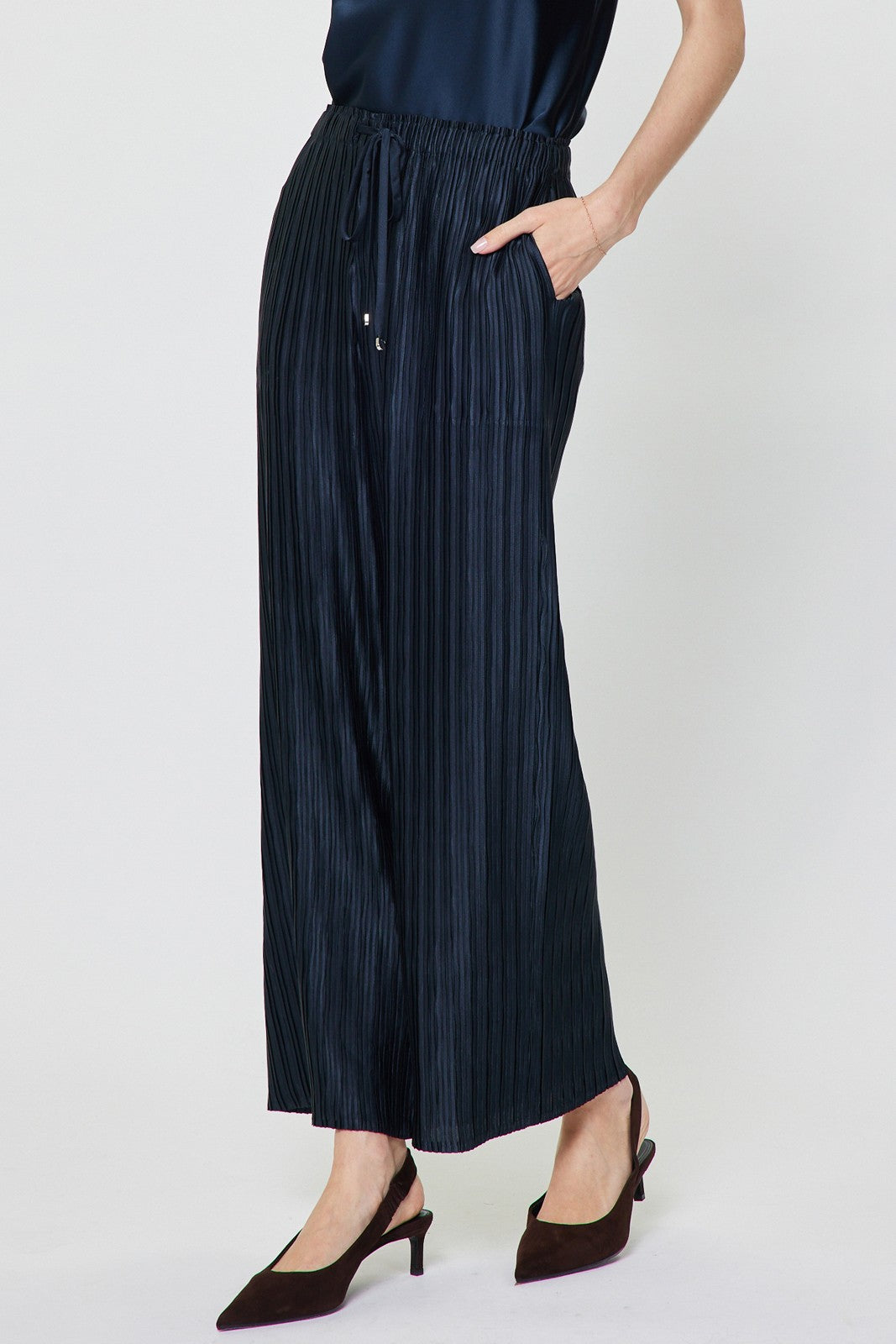 Crinkle Pleated Drawstring Pants