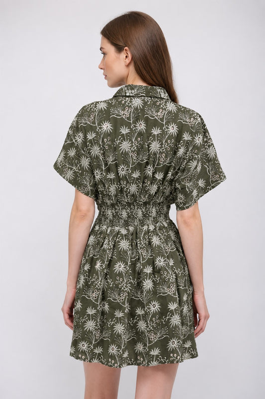 Floral Cinched Waistline Mini Dress