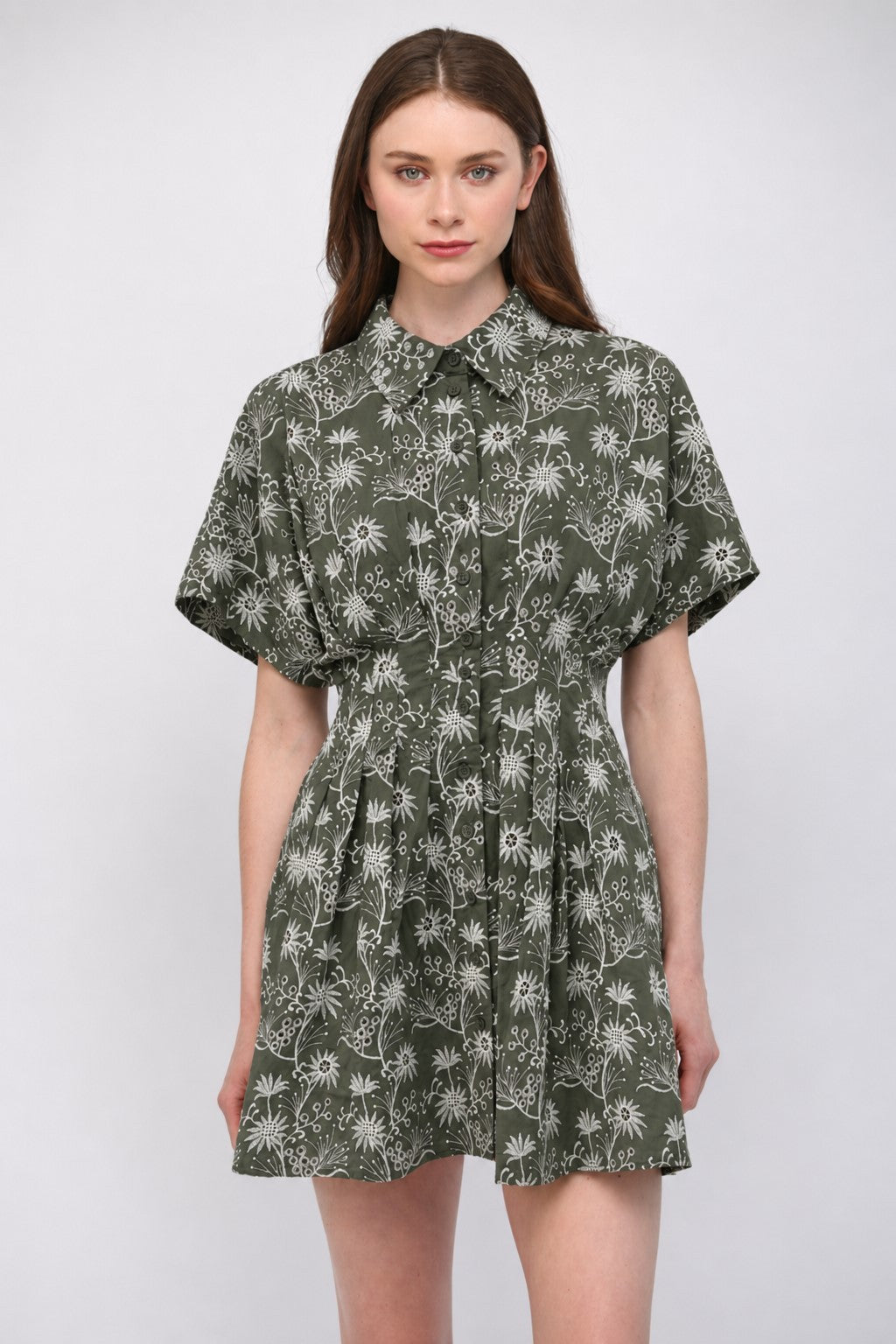 Floral Cinched Waistline Mini Dress