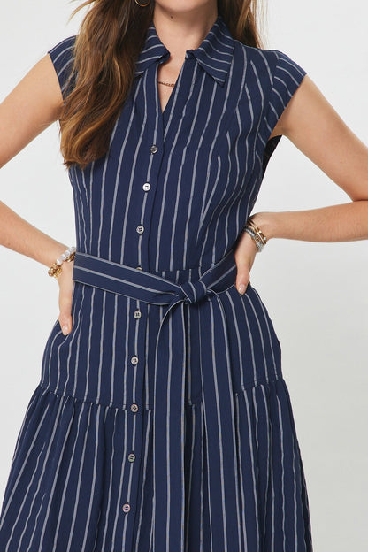 Striped Button Down Midi Dress