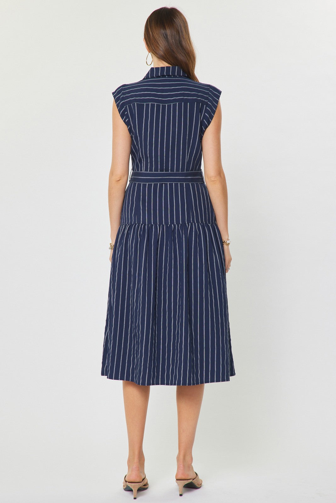 Striped Button Down Midi Dress