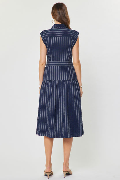 Striped Button Down Midi Dress