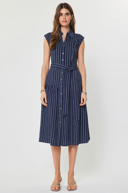 Striped Button Down Midi Dress