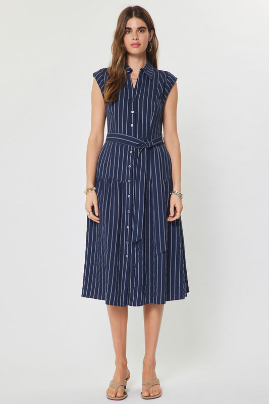 Striped Button Down Midi Dress