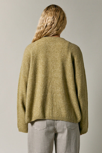 Oversized Crewneck Cardigan Light Green