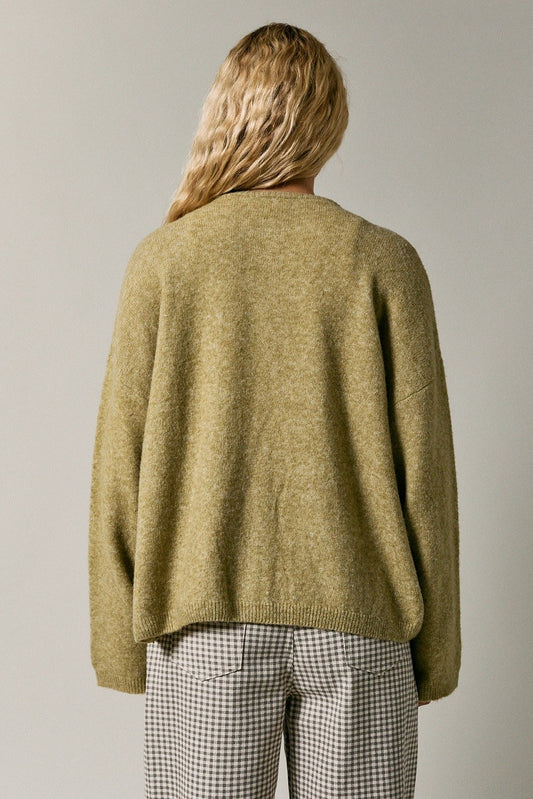 Oversized Crewneck Cardigan Light Green