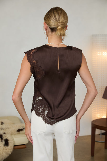 Sleeveless Mixed Lace Top