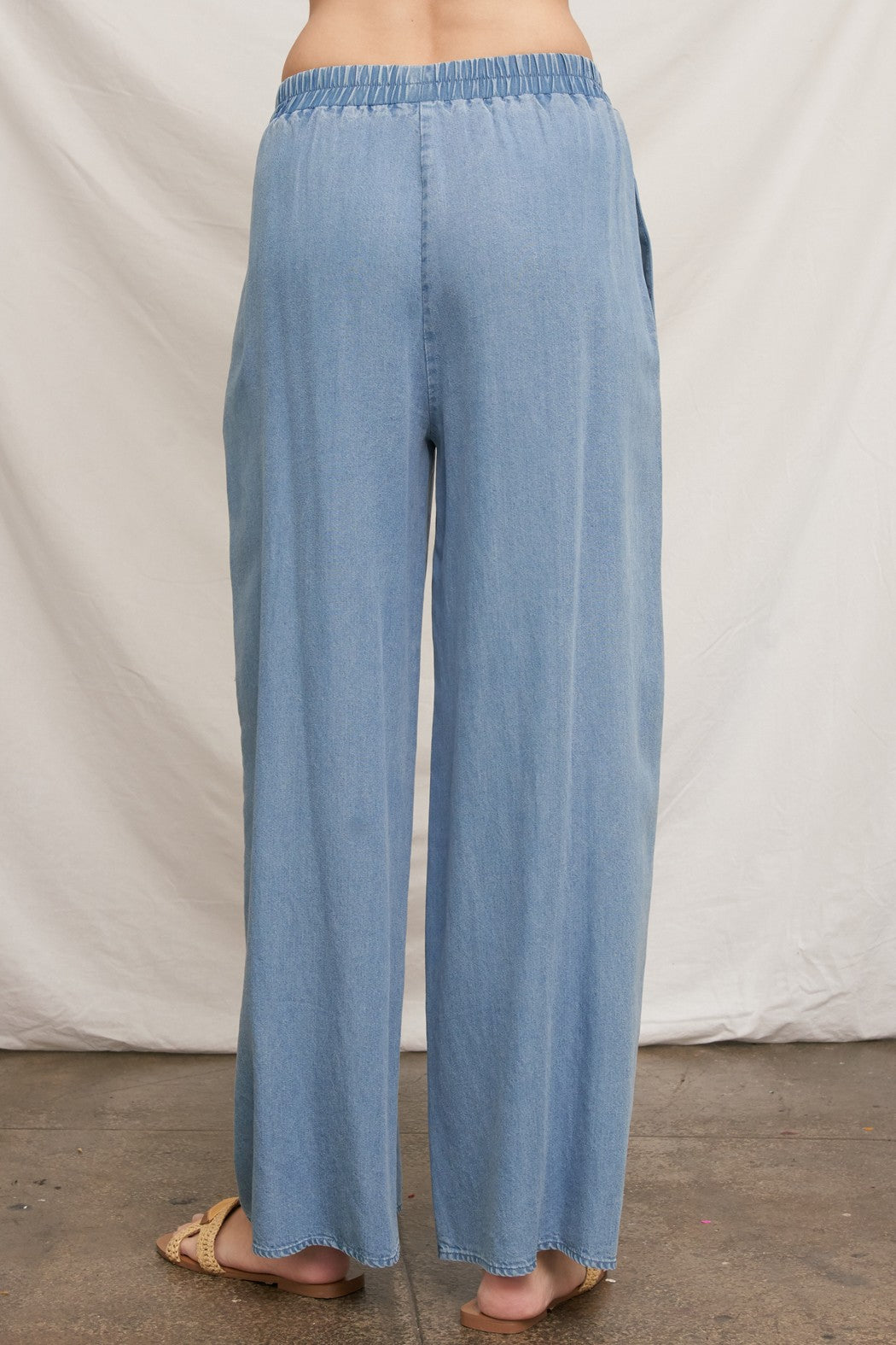 Elastic Waistband Denim Pants