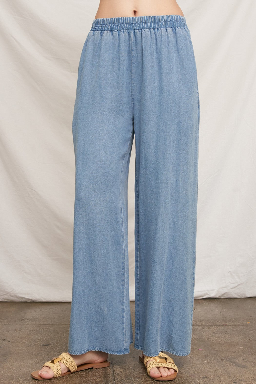 Elastic Waistband Denim Pants