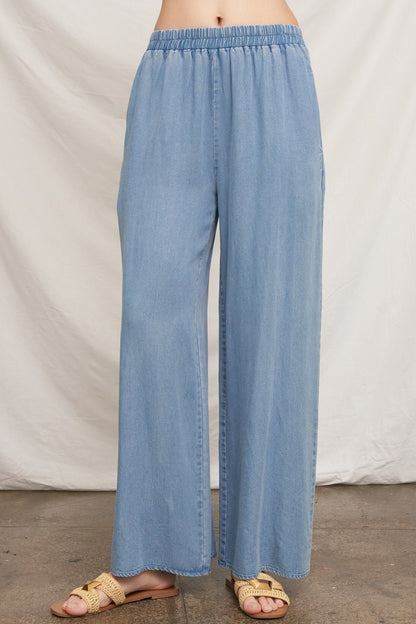 Elastic Waistband Denim Pants