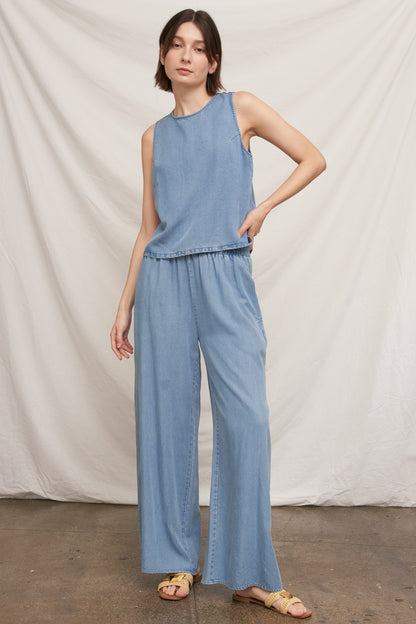 Elastic Waistband Denim Pants