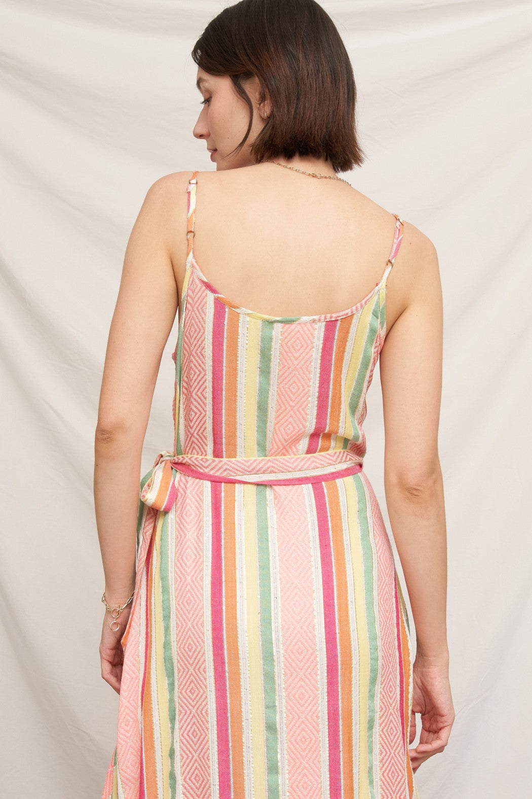 Striped Wrap Maxi Dress With Lurex