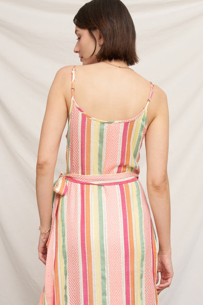 Striped Wrap Maxi Dress With Lurex