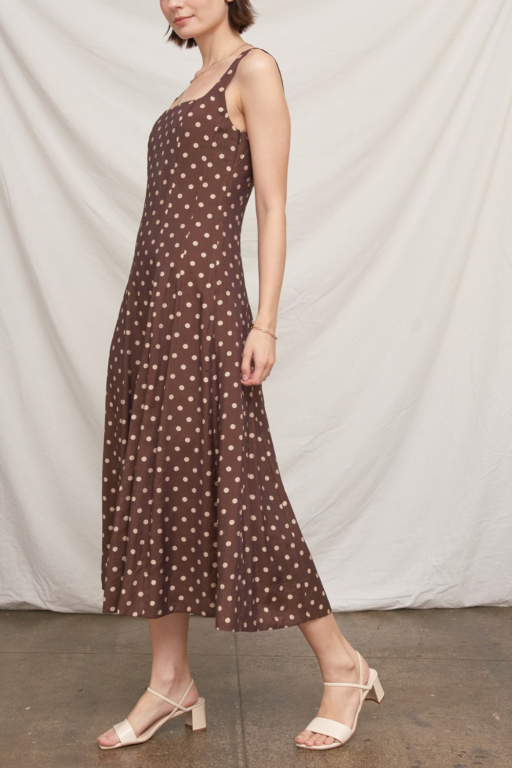 Sleeveless Polka Dot Maxi Dress