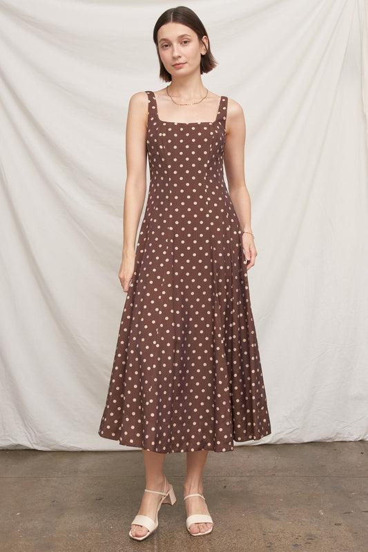Sleeveless Polka Dot Maxi Dress