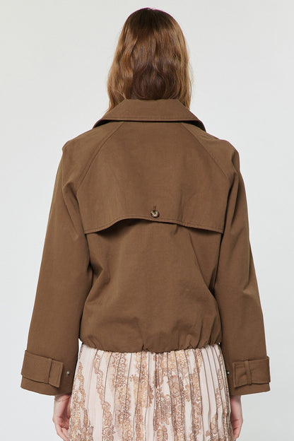 Short Cotton Trench Brown