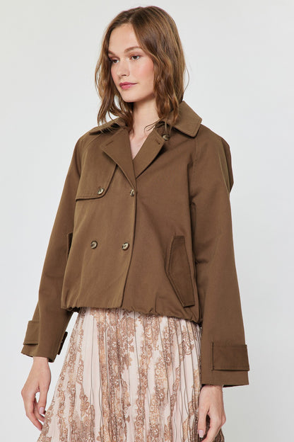 Short Cotton Trench Brown