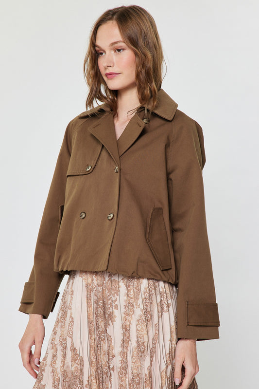 Short Cotton Trench Brown