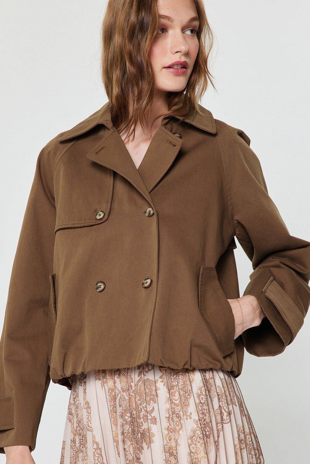 Short Cotton Trench Brown