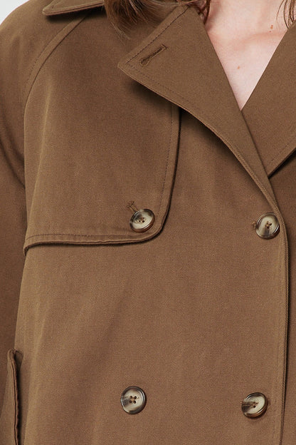 Short Cotton Trench Brown