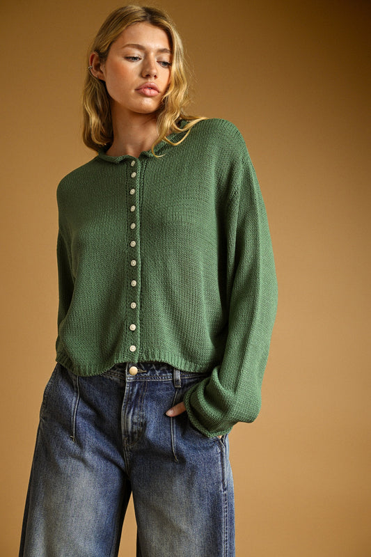 Button Front Knitted Cardigan