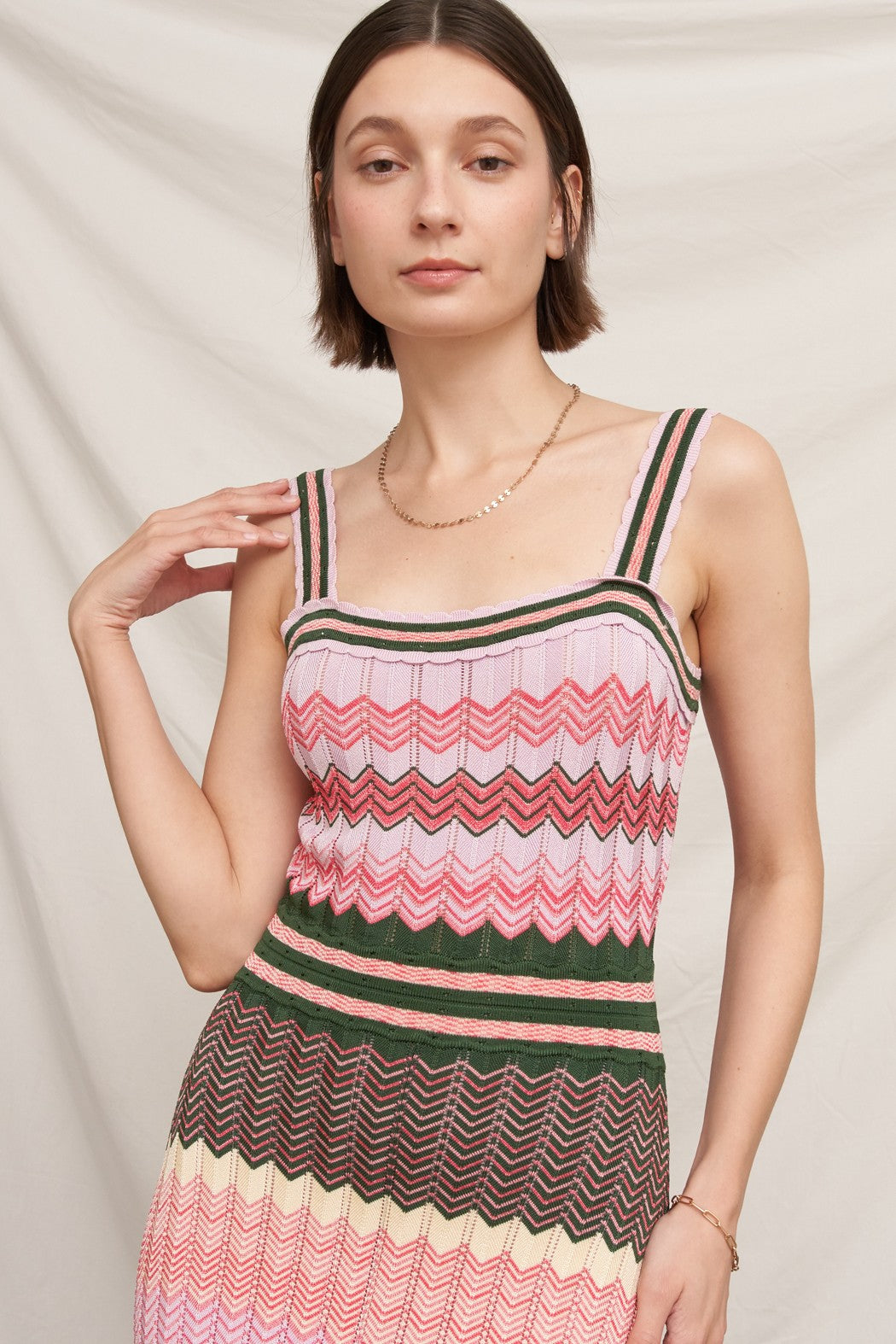 Multicolor Chevron Knit Maxi Dress