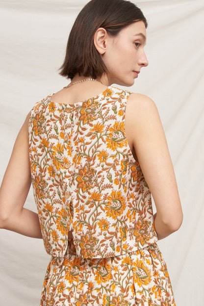 Sleeveless Floral Print Top